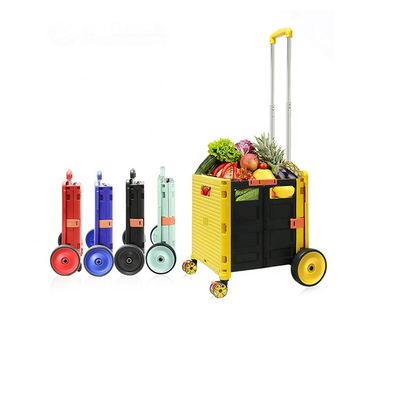 品質  Market Shopping Cart Lightweight Folding Plastic Portable Grocery Cart Trailer Hand Cart 工場